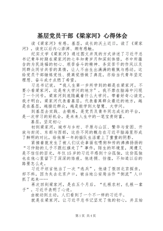 基层党员干部《梁家河》心得体会