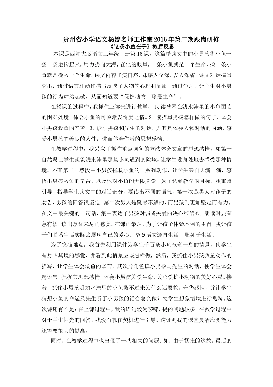 这条小鱼在乎教后反思敖娟_第1页