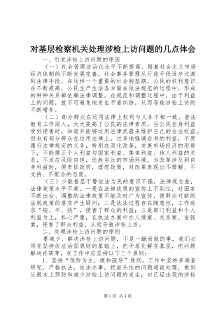 对基层检察机关处理涉检上访问题的几点体会