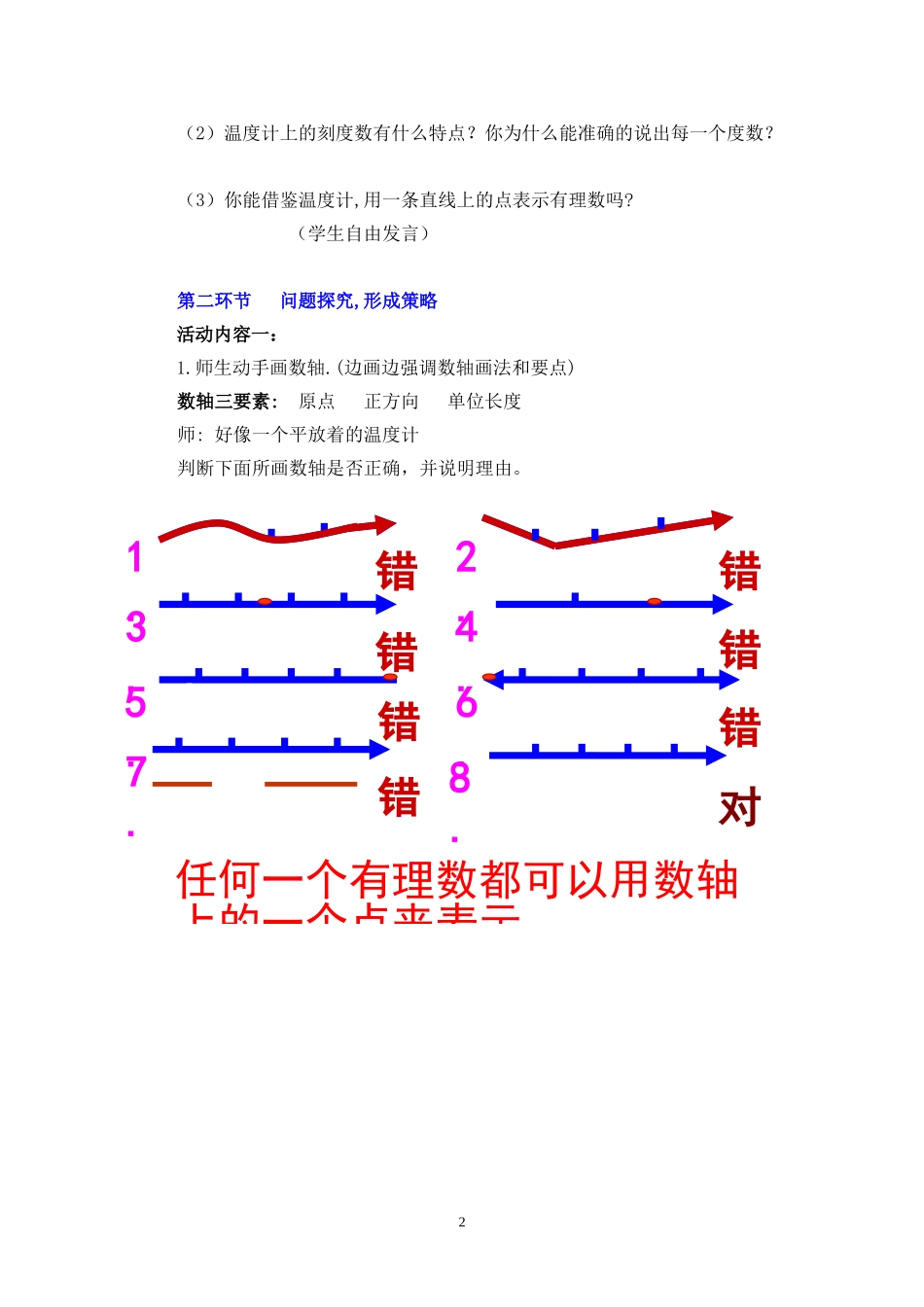 北师大版七年级数学上册第二章《数轴》教学设计_第2页