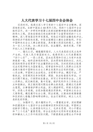 人大代表学习十七届四中全会体会