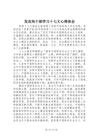 发改局干部学习十七大心得体会