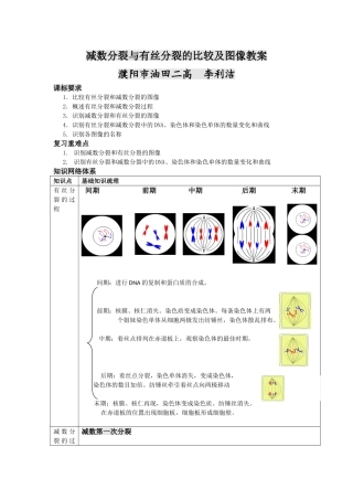 减数分裂与有丝分裂的比较及图像鉴别教案