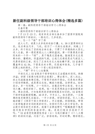 新任副科级领导干部培训心得体会(精选多篇)