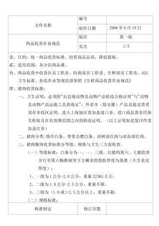 生鲜肉品收货规范
