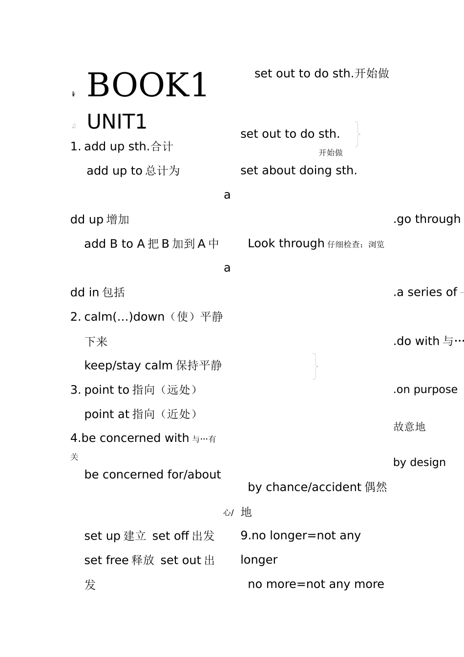 人教版必修一重点词组_第1页