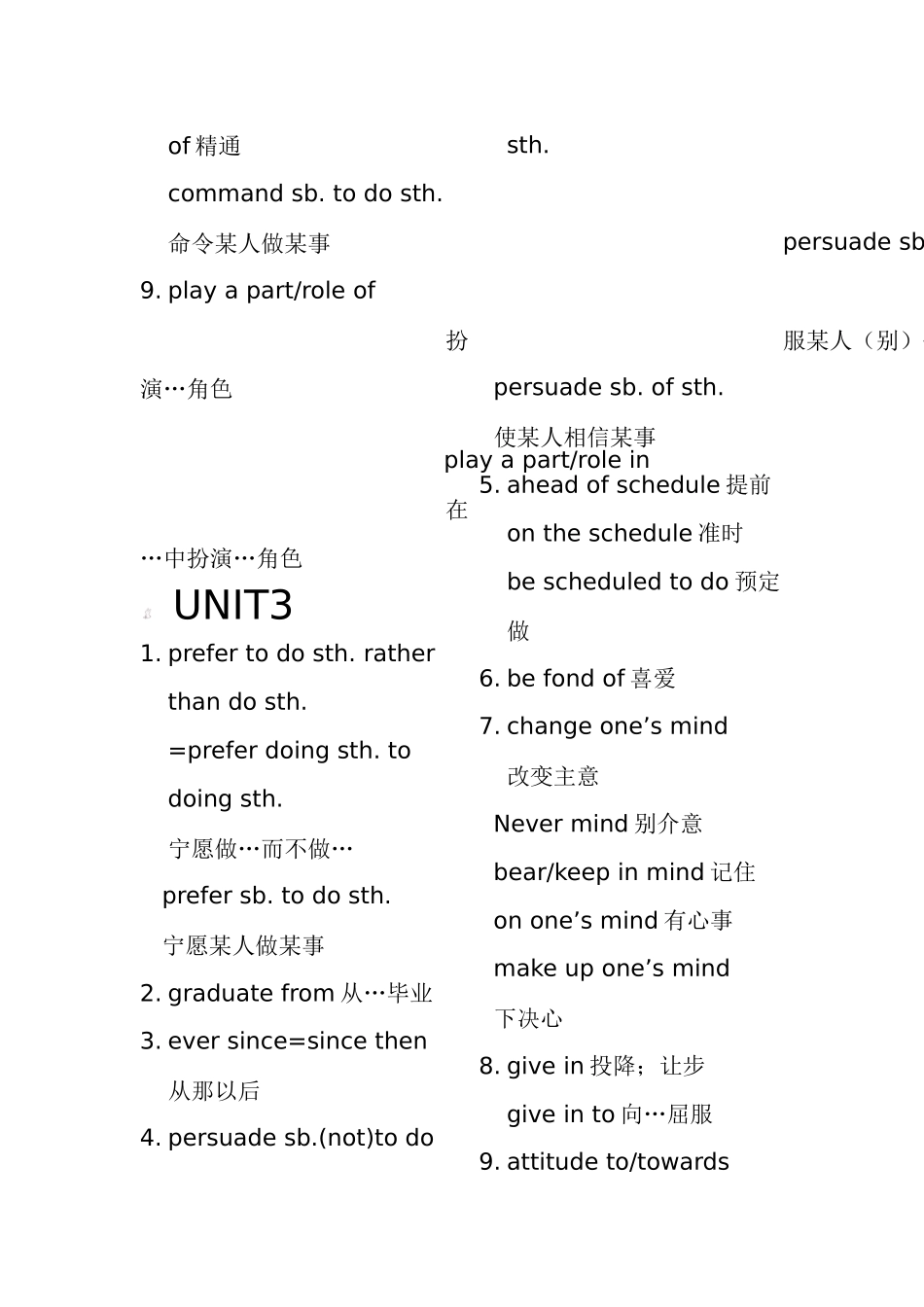 人教版必修一重点词组_第3页