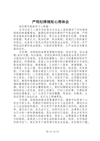 严明纪律规矩心得体会