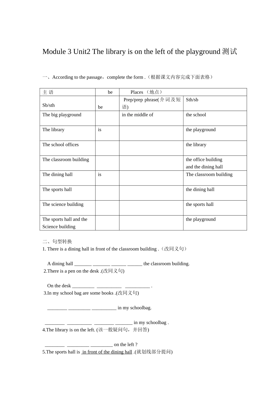 七年级Modue3unit2测试_第1页