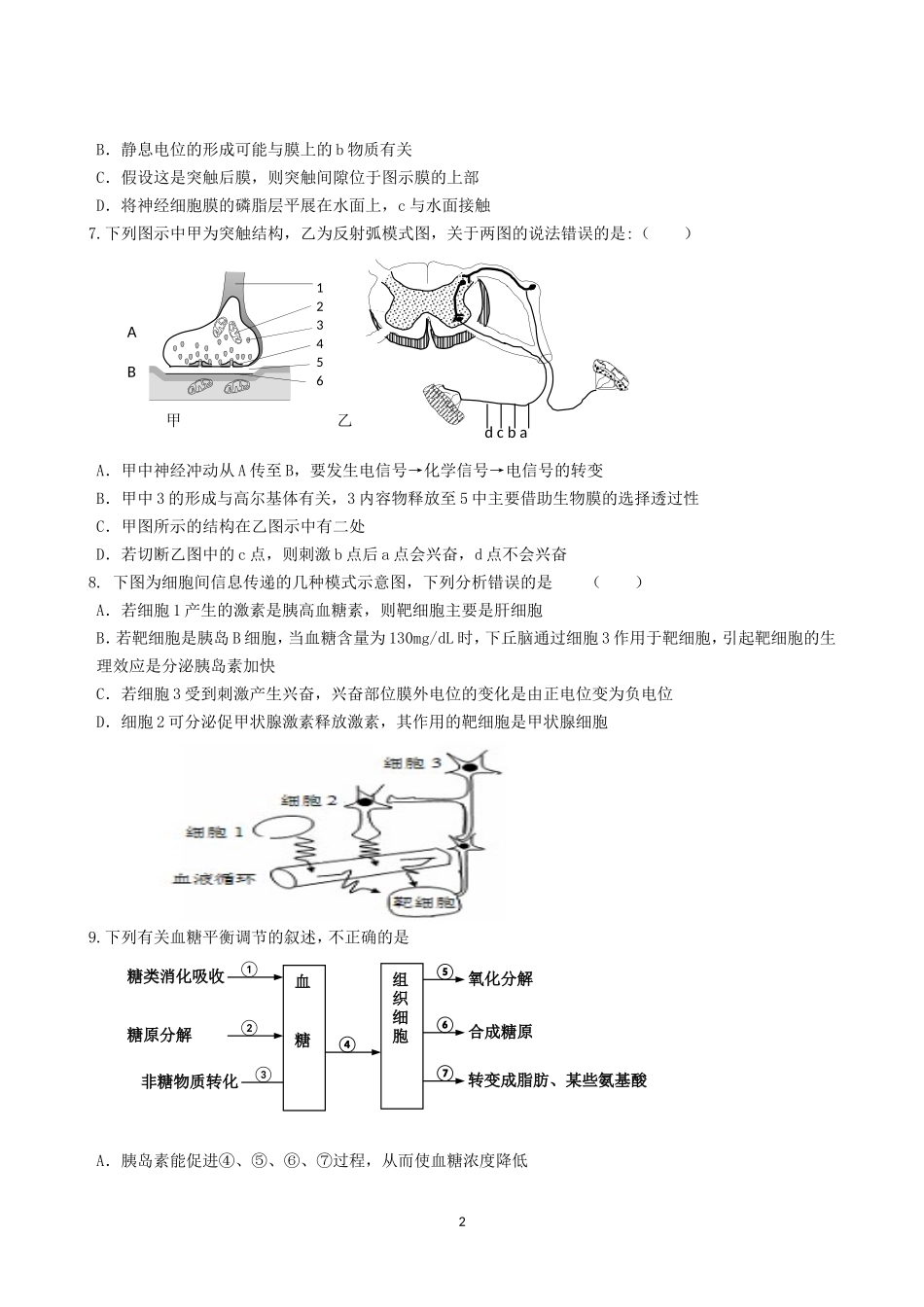 高中生物必修三(新人教版)1-5章综合练习(1)_第2页