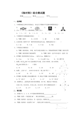 《轴对称》综合测试题