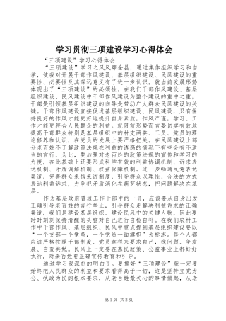 学习贯彻三项建设学习心得体会