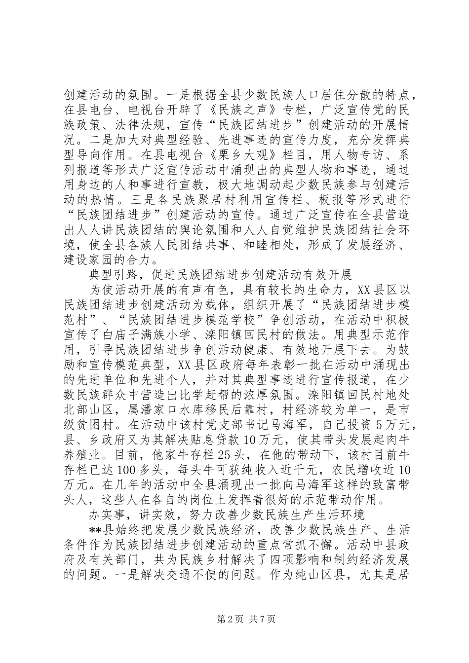 创建民族团结进步活动的做法、体会及建议专题_第2页