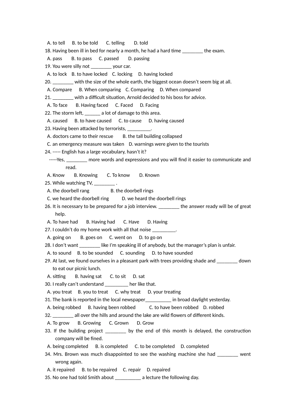 非谓语动词练习2_第2页