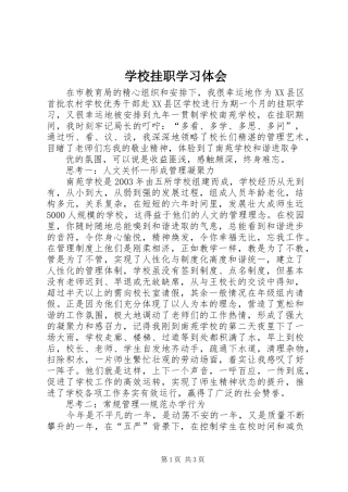 学校挂职学习体会