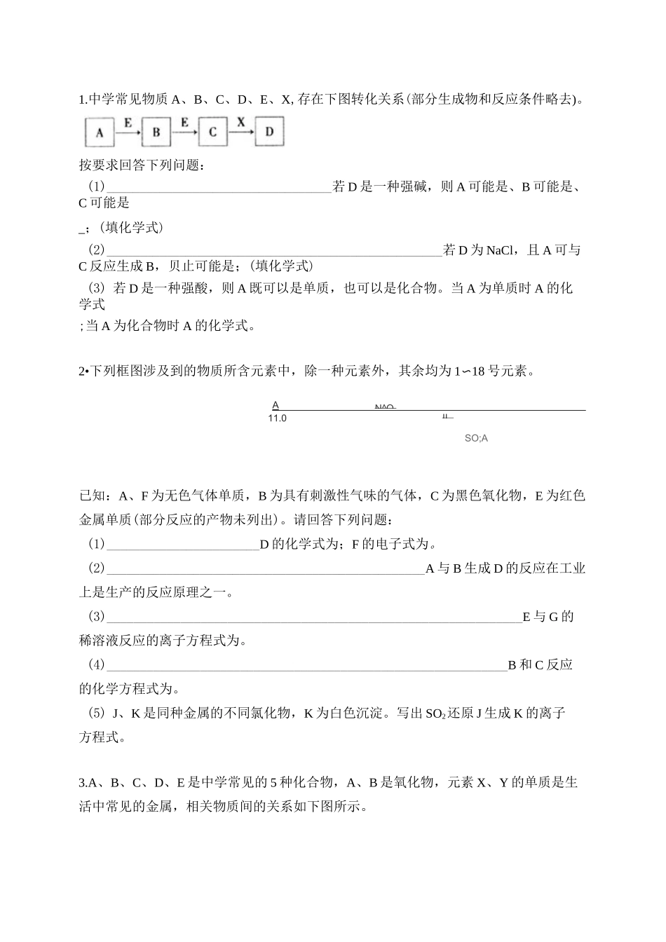 必修1——元素化合物推断训练_第1页