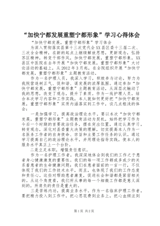 “加快宁都发展重塑宁都形象”学习心得体会