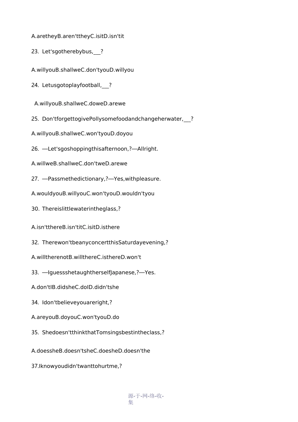 反义疑问句经典练习(含答案)_第2页