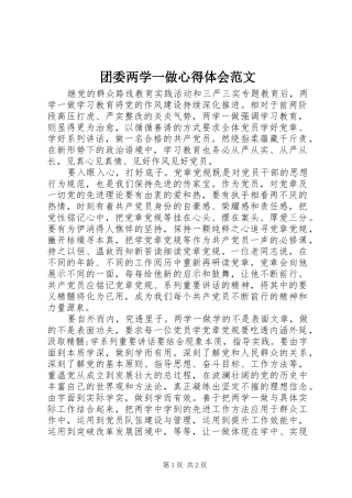 团委两学一做心得体会范文
