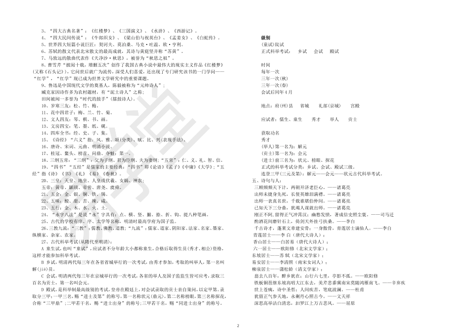 2016初中语文必背文学常识大全_第2页