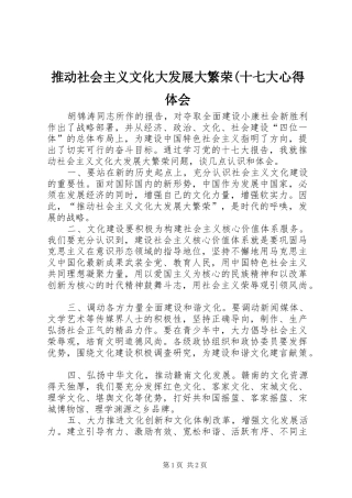 推动社会主义文化大发展大繁荣(十七大心得体会
