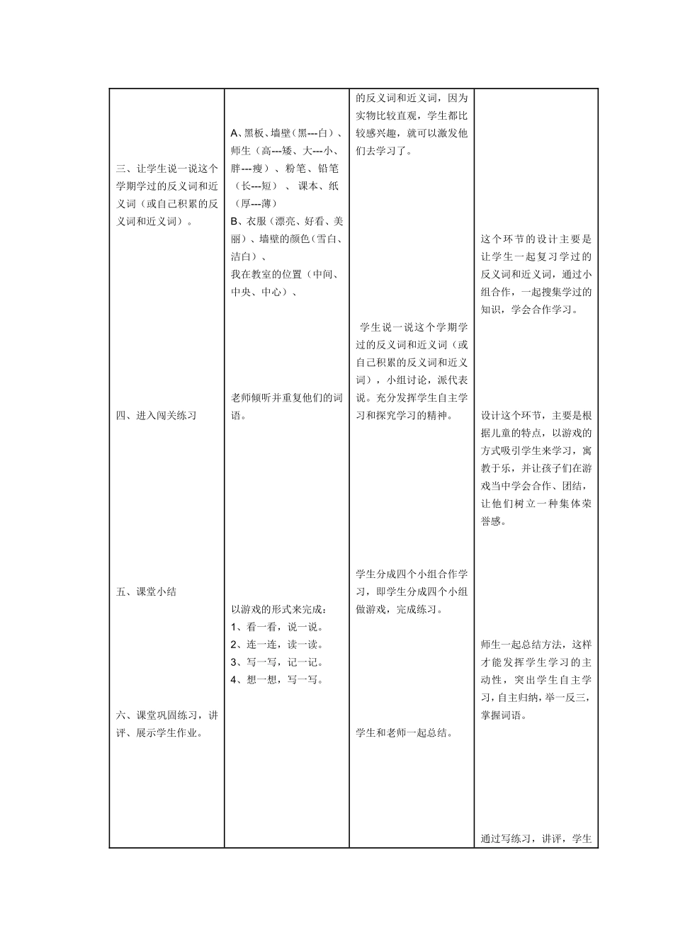 反义词和近义词教学设计_第2页