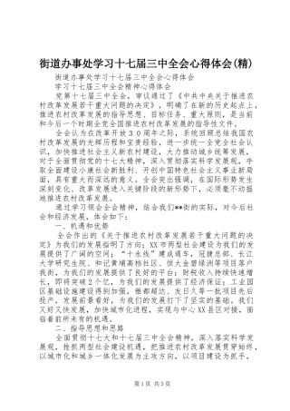街道办事处学习十七届三中全会心得体会(精)