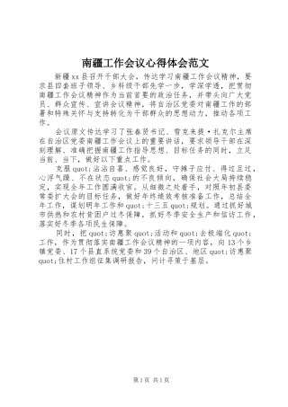 南疆工作会议心得体会范文