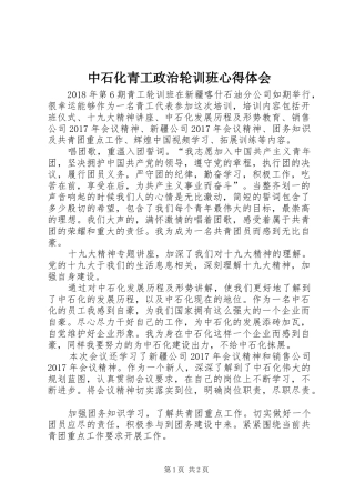 中石化青工政治轮训班心得体会