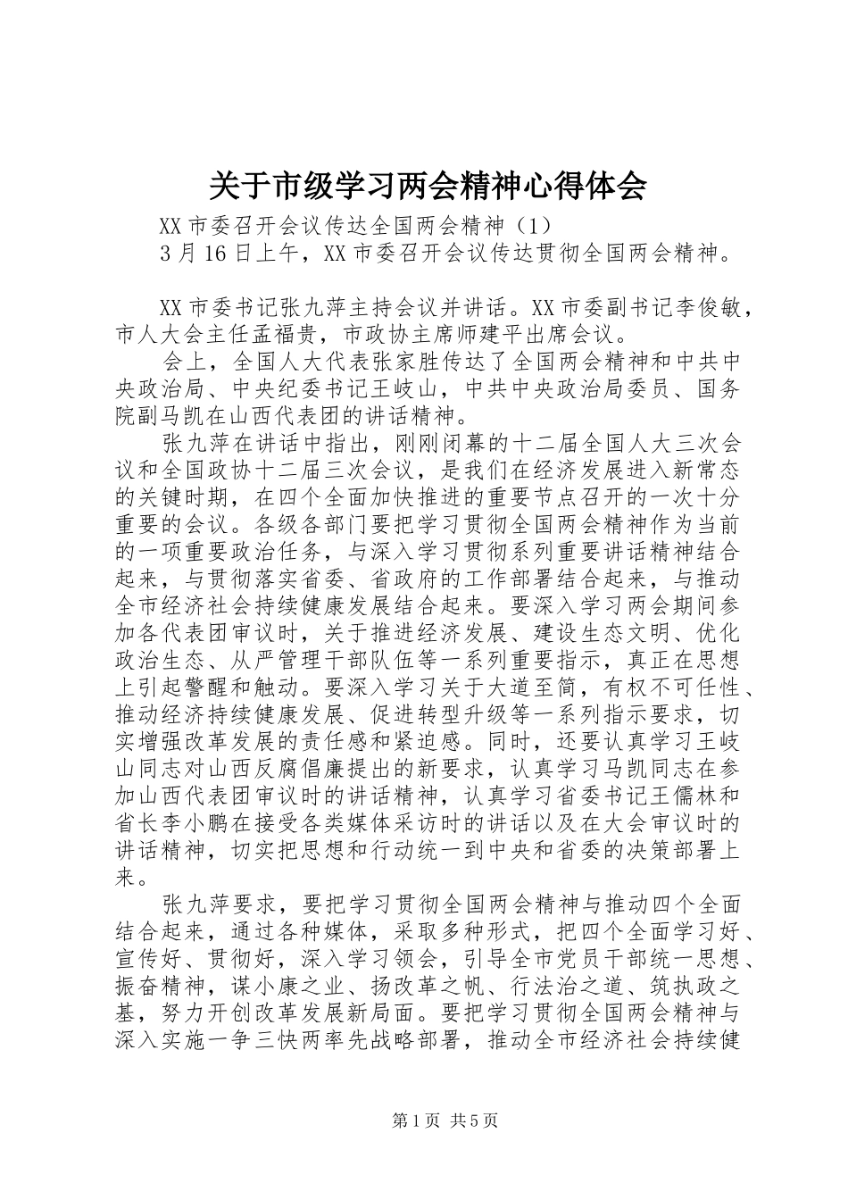 关于市级学习两会精神心得体会_第1页