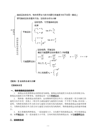 高中物理--曲线运动--高考复习教案设计