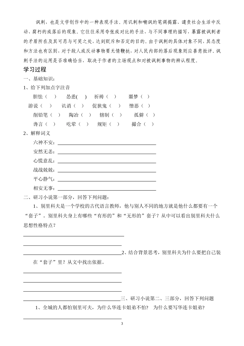 装在套子里的人导学单_第3页