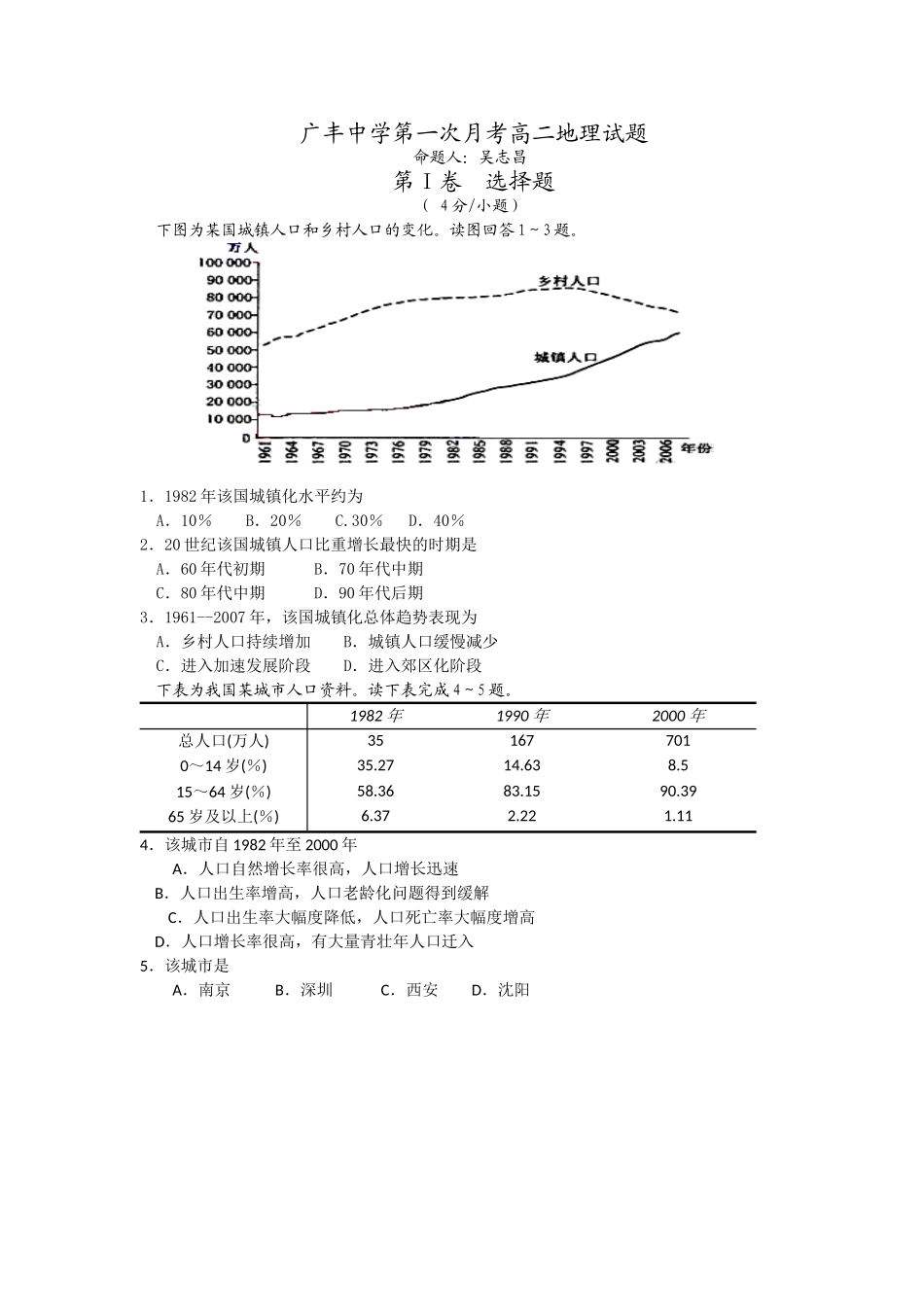 广丰中学第一次月考_第1页