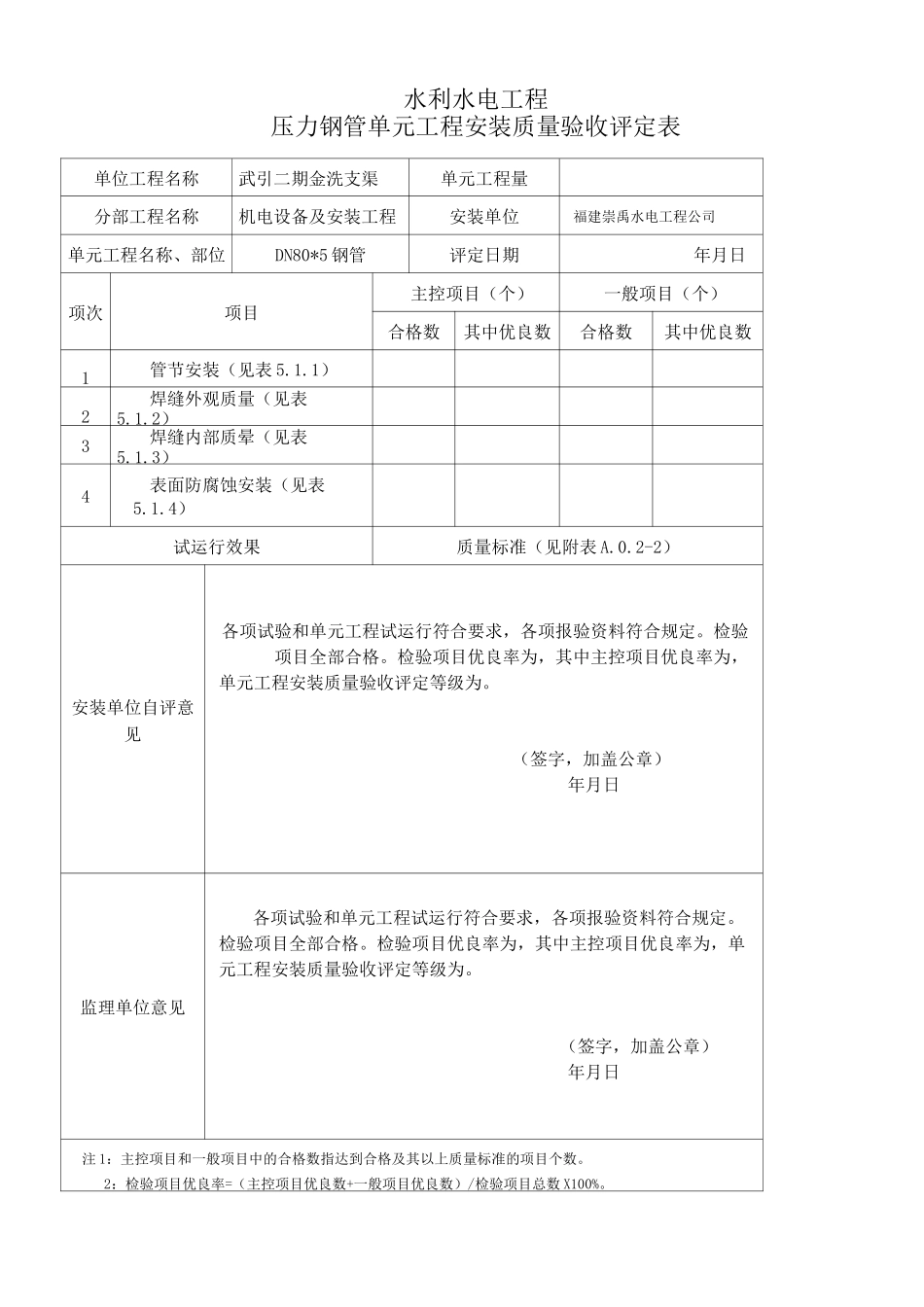 无缝钢管安装质量评定表_第2页