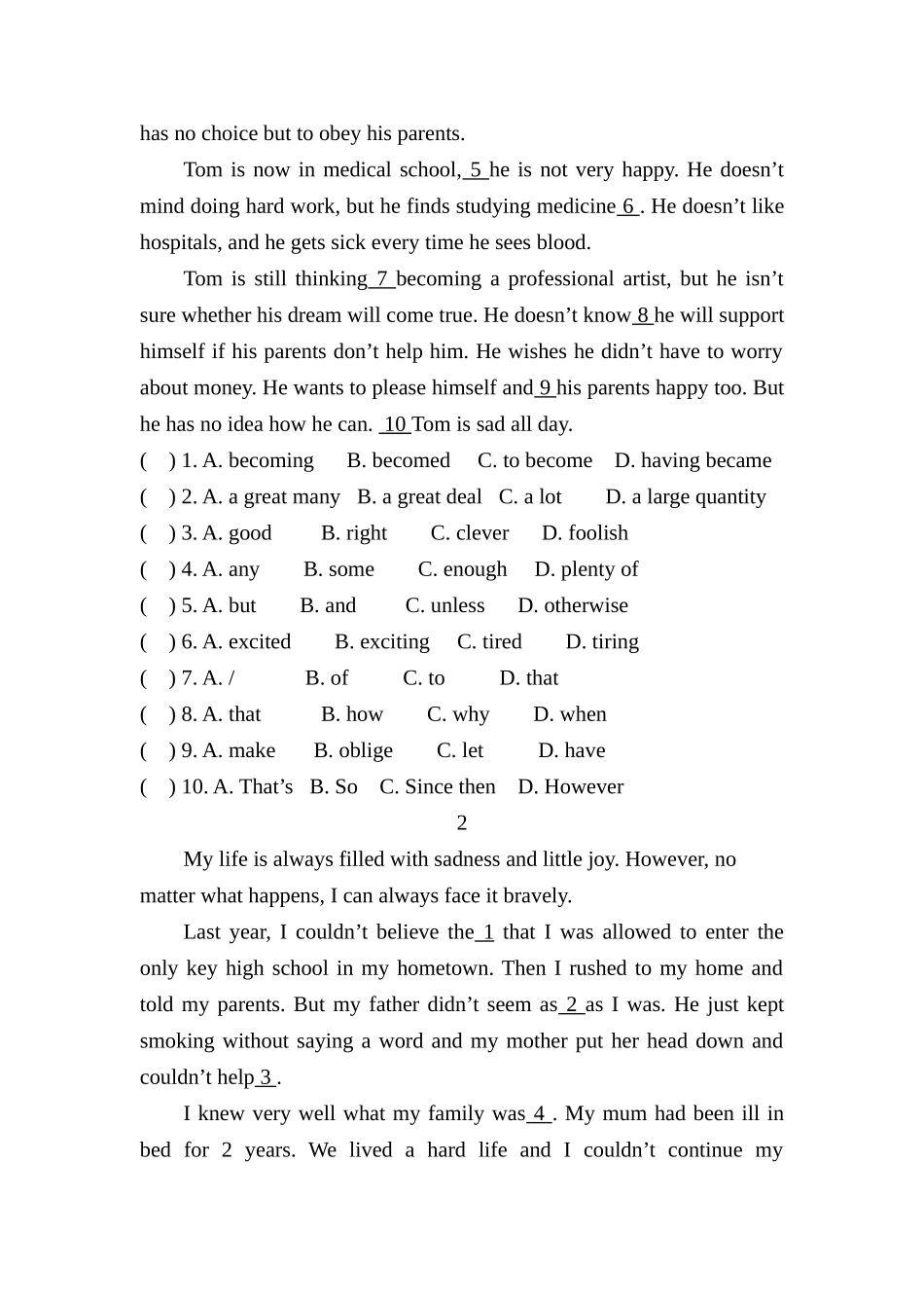 英语基础模块2试题_第3页