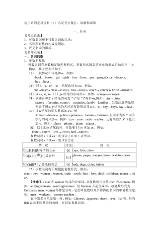英语中考复习资料-01名词
