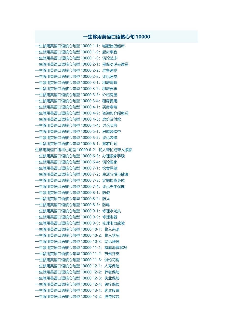 一生够用英语口语核心句10000_第1页