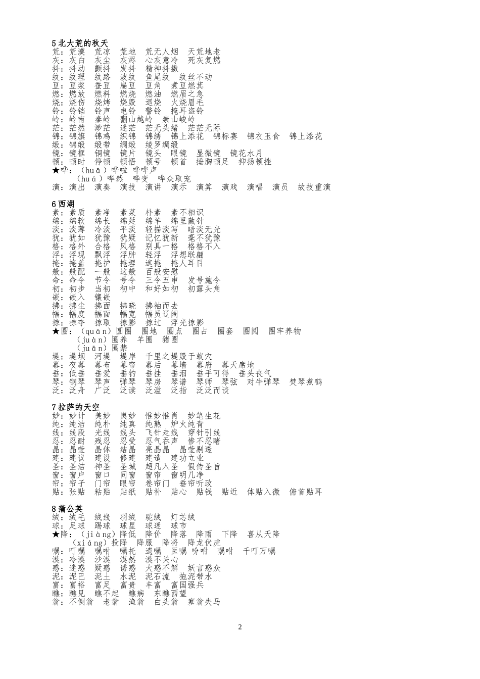 苏教版小学语文三年级上册生字词词语成语课文背诵_第2页