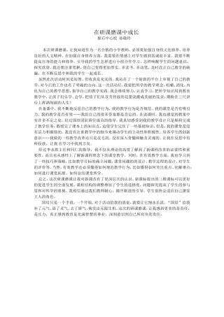 猴石小学孙晓玲教学反思