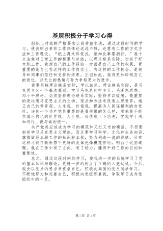 基层积极分子学习心得