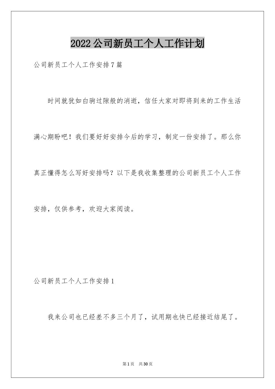 2024公司新员工个人工作计划_2_第1页