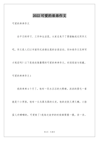 2024可爱的弟弟作文