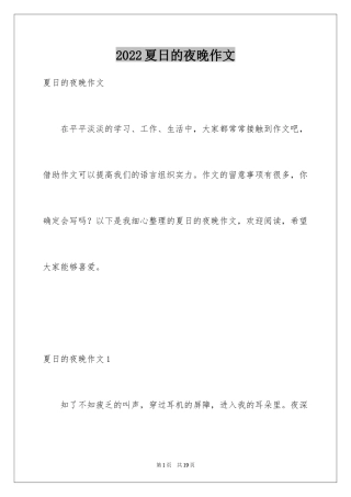 2024夏日的夜晚作文