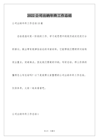 2024公司出纳年终工作总结_2