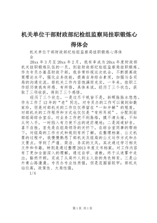 机关单位干部财政部纪检组监察局挂职锻炼心得体会