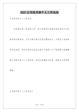 2024公司技术部个人工作总结