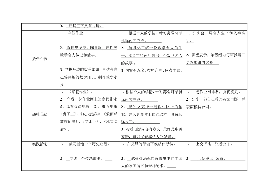 五年级上学期寒假作业指南（201501）_第2页
