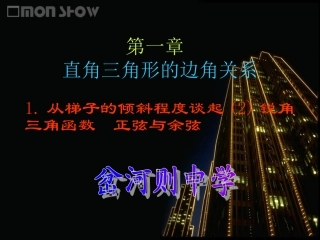 从梯子的倾斜程度谈起锐角三角函数正弦与余弦