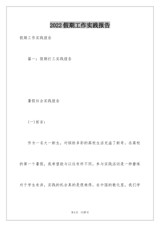 2024假期工作实践报告