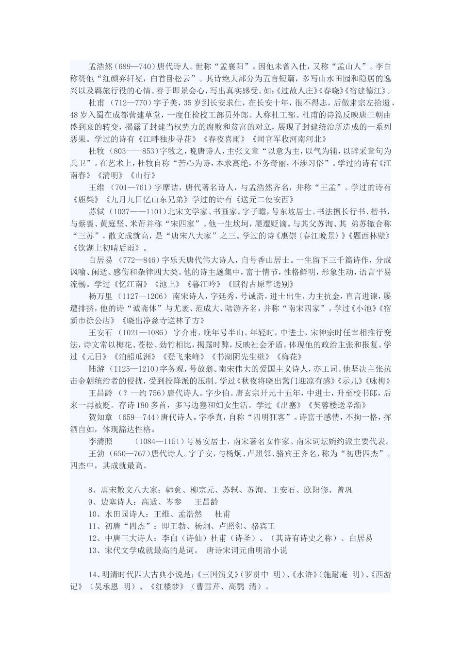 小学语文知识大全（文学常识）_第2页